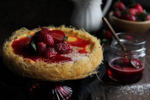 Cheesecake-με-Καταΐφι-και-Φράουλες